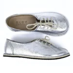 Handmade sneakers barefoot silver leather