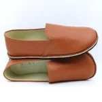 barefoot handmade tan color leather loafer shoes (4)