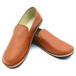 barefoot handmade tan color leather loafer shoes (4)