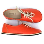 handmade barefoot sneakers orange leather