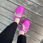 Pink leather handmade barefoot sneakers