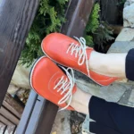 handmade barefoot sneakers orange leather