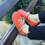 handmade barefoot sneakers orange leather