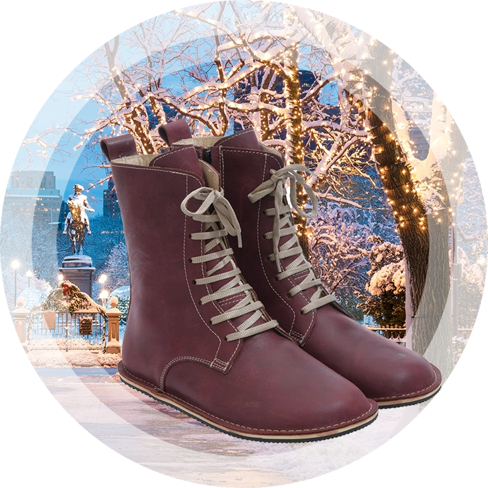 Barefoot Lace Up Long Boots For Women Burgundy