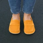 yellow suede loafer