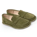 suede green leather loafer